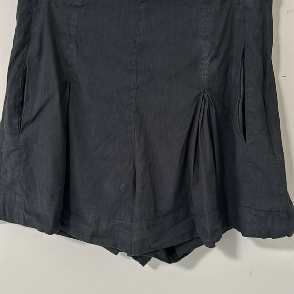 VINCE Skirt Preppy Center Pleat Pockets Linen Mini A Line Skirt Black Sz 6 - Picture 5 of 12